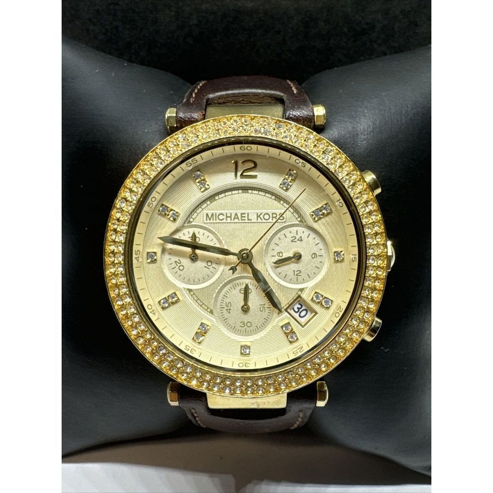 Michael Kors Parker MK2249 Women's Brown Leather Strap Analog Dial Watch JNA214